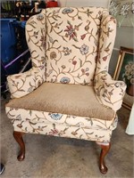 Queen Anne Style Wingback Arm Chair