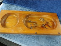 Men's Valet Wooden Tray with Cuff Links - 12"