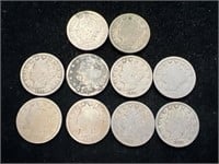 Lot of 10 1911 Liberty "V" Nickels