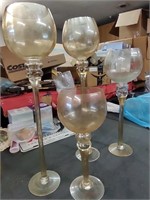 4 Glass Goblet Candle Holder Set  - 12" - 16" -