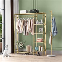 Gold Clothing Rack with Shelves  47.2x11.8x61 IN