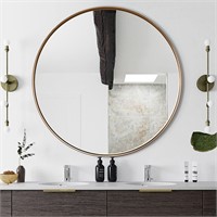Gold Round Mirror 36 Inch Wall Mounted Decorative