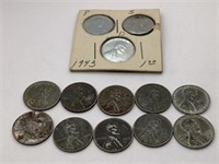 13 1943 Steel pennies including mint set