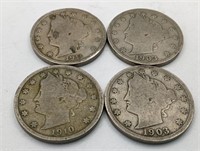 4 V Nickels-(2) 1903, 1910 & 1911