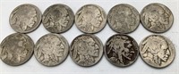 10 Early Buffalo Nickels-see description