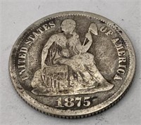 1875 Liberty Seated dime