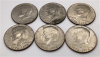 6 Silver clad Bicentennial Kennedy Halves