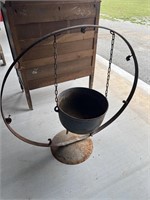 Metal pot with hangers pot has crack in it