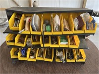 Parts bin with 23 bins and contents