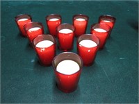 10 Candles in Ruby Red Glasses