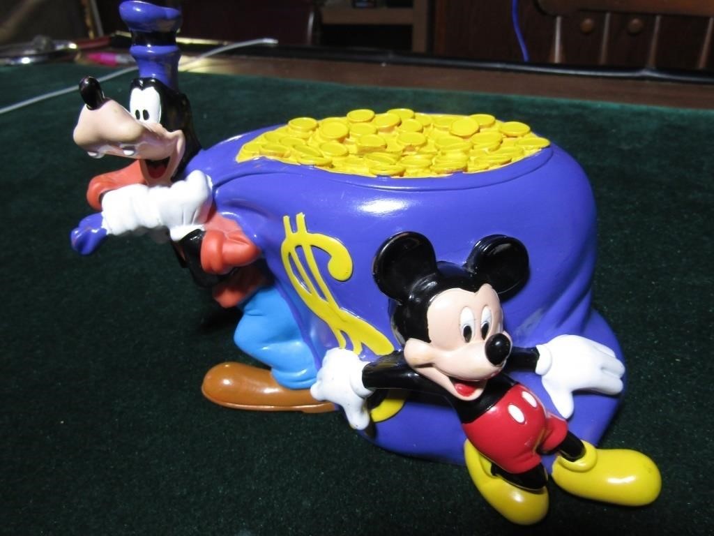Disney Sack of Gold Coin Bank w/ Mickey&Goofy