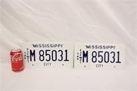 2 New Mississippi Tax Exempt City License Plates