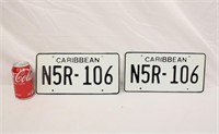 2 Caribbean License Plates, Unused