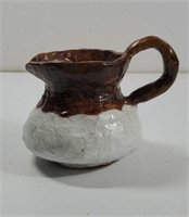 Handmade  Brown and White Pottery Pitcher