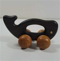Vintage  Wooden  Rolling Whale  Toy