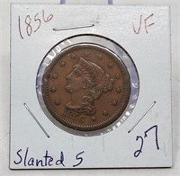 1856 Cent Slanted 5 VF