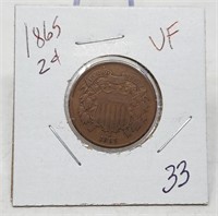 1865 Two Cent VF