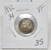 1882 Three Cent Nickel VF