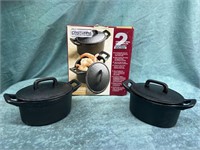 2 Cast Iron Covered Oval Casseroles with Lids