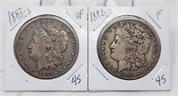 1883-S, ’92-S Silver Dollars F-VF
