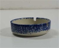 Vintage  Stoneware  Blue Spongeware Ashtray