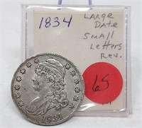 1834 L.D./Small Letters Half Dollar XF