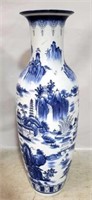 Blue & White Palace Size Vase, 47" tall