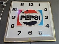 Large Pepsi Clock By Dual Light/ Works See Descrip