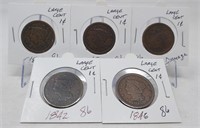 5 Different Date Large Cents