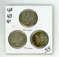 (3) Mercury Dimes - 40 43 41