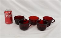 5 Ruby Red Mugs