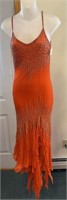 Orangey Beaded Interlude Dress 5108 Sz L