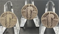 Two 1925, One 1929 Standing Liberty Quarters