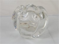 Signed Heavy Art Glass/Crystal?/ Small Chip Bottom