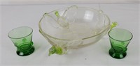 Ornate Glass Bird Bowl/ 1 Beak Sm Chip