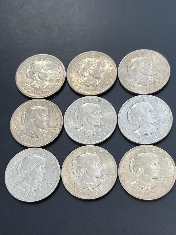 Nine Susan B Anthony $1 Coins