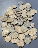 Lot of Eighty Indian Head Pennie’s, 1890 - 1908.