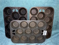 3 Cast Iron Vintage 11 Count Popover Pan
