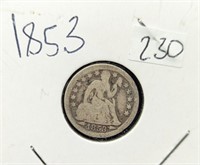 1853 Seated Liberty Dime