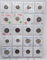 7 Barber Dimes; 5 Barber Quarters; 2 Mercury