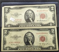 (2) $2 Real Seal Bills