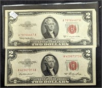 (2) $2 Real Seal Bills