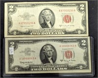 (2) $2 Real Seal Bills