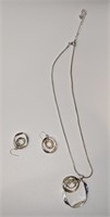 Spinner Necklace & Earrings Silver & Gold Tone