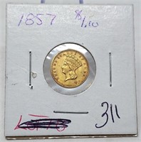 1857 $1 Gold AU