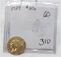 1929 $2 1/2 Gold Unc.-Cleaned