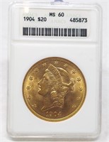 1904 $20 Gold ANACS MS 60