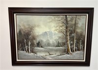 Winter Landscape Painting Signed Wallace