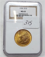 1926 $10 Gold NGC MS 63