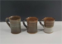 1991 Brown County Pottery Stoneware Mugs, Set of